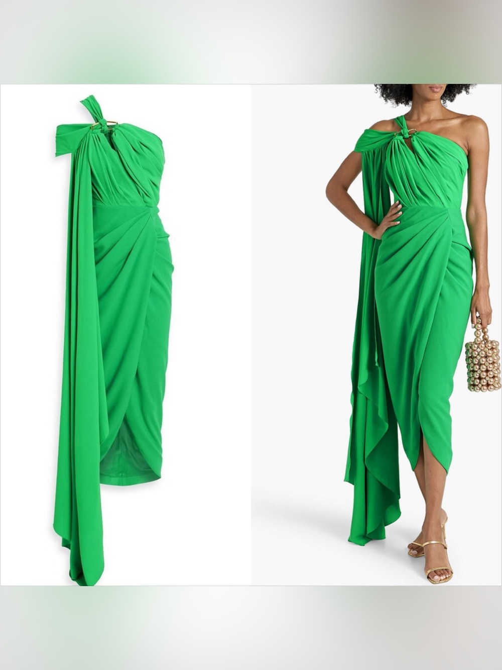 Rhea costa one shoulder draped crepe gown